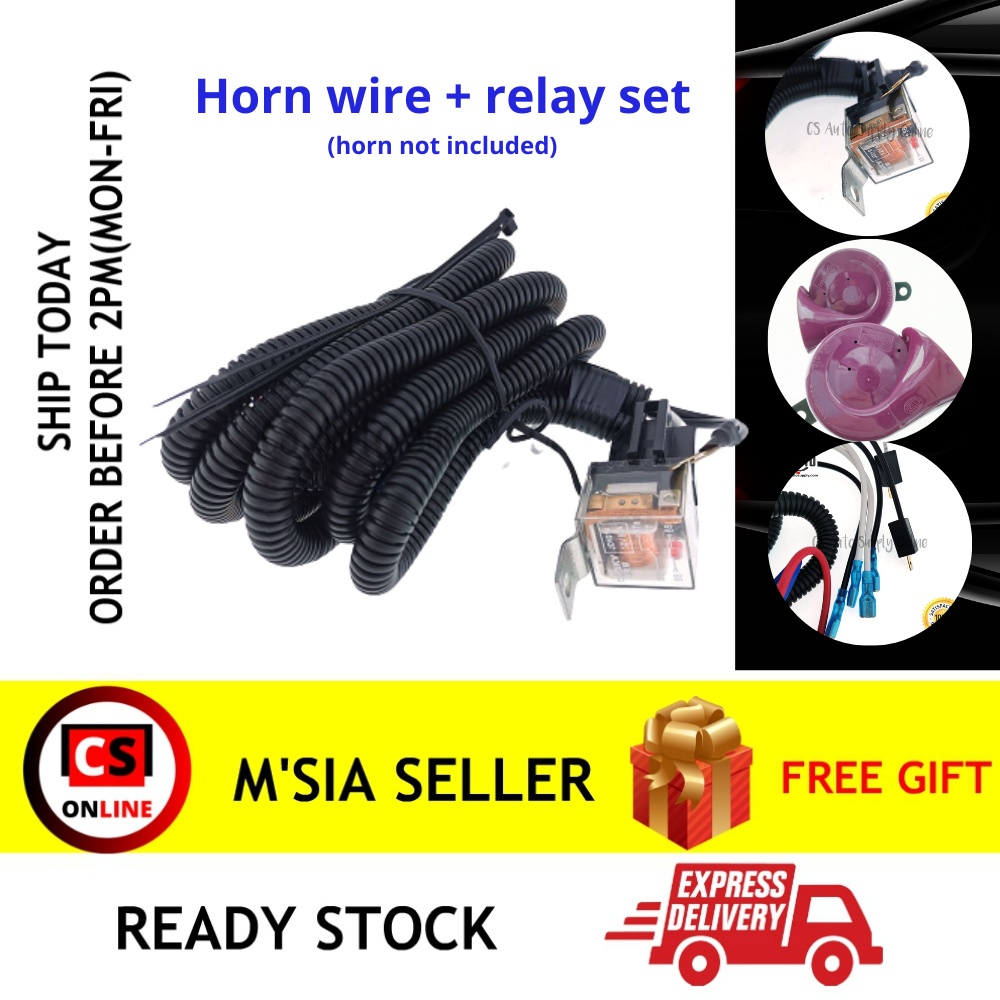 [cs auto] 12V Horn Wiring Harness Relay Kit Wire For Car Truck Dual Electric Disc Horn Universal ready stock