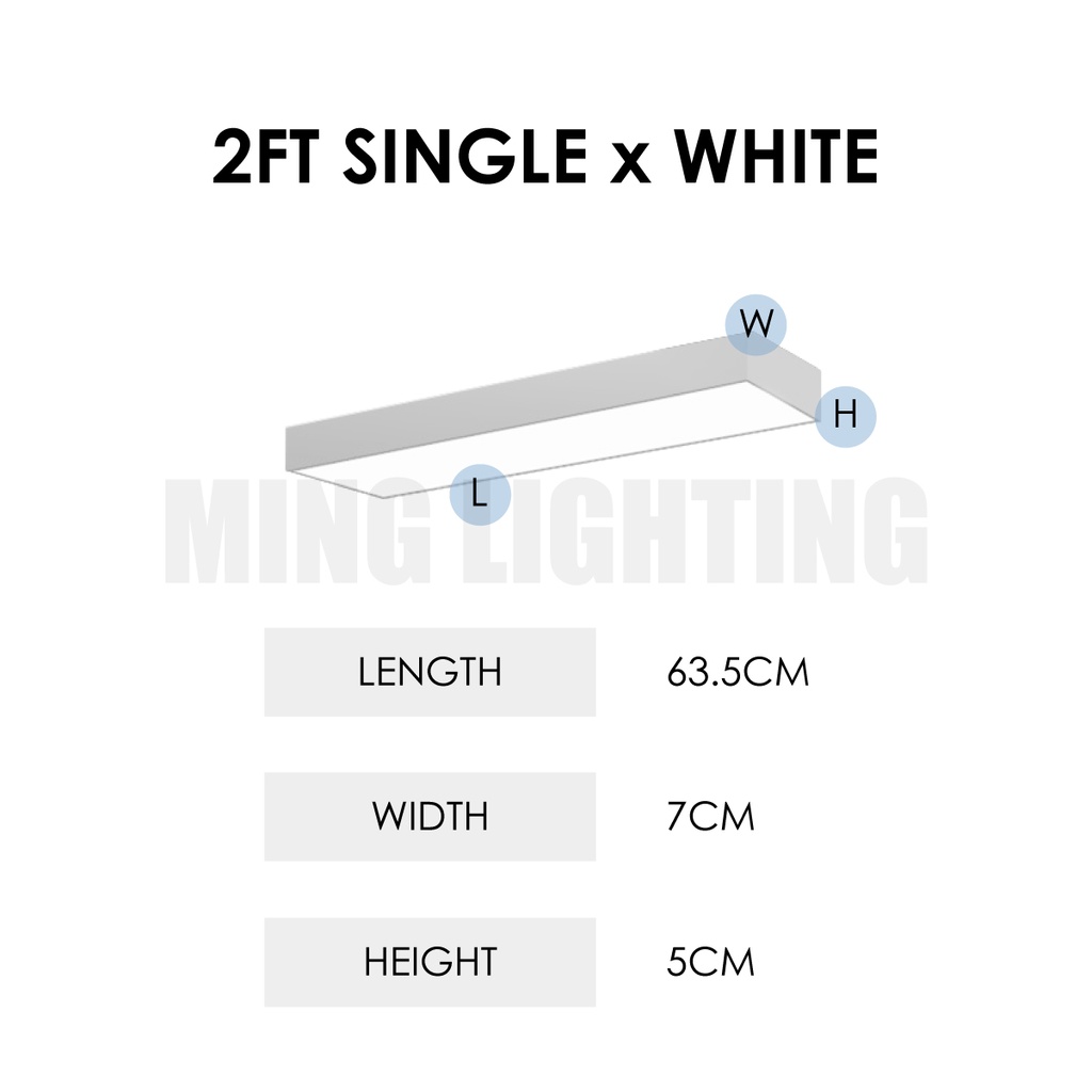 LED T8 Linear Light 2FT 4FT Casing Kalimantang Tube Fitting Ceiling Wall Lighting Lampu Panjang Siling Black White