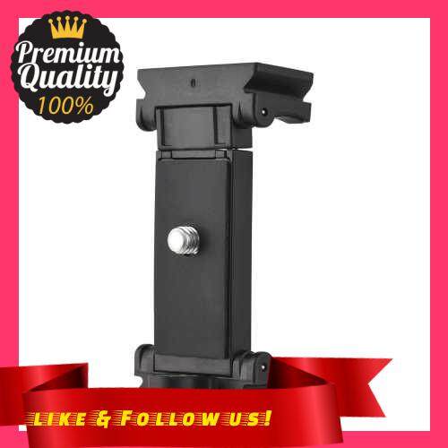 People\'s Choice Anoder AD-06 Universal Phone Tripod Mount Phone Holder & Quick Release Plate 2-in-1 with Cold Shoe Mount 1/4 Inch Screw Hole Bubble Level for Smartphones Vlog Live Streaming Video Conference Online Teaching (Standard)