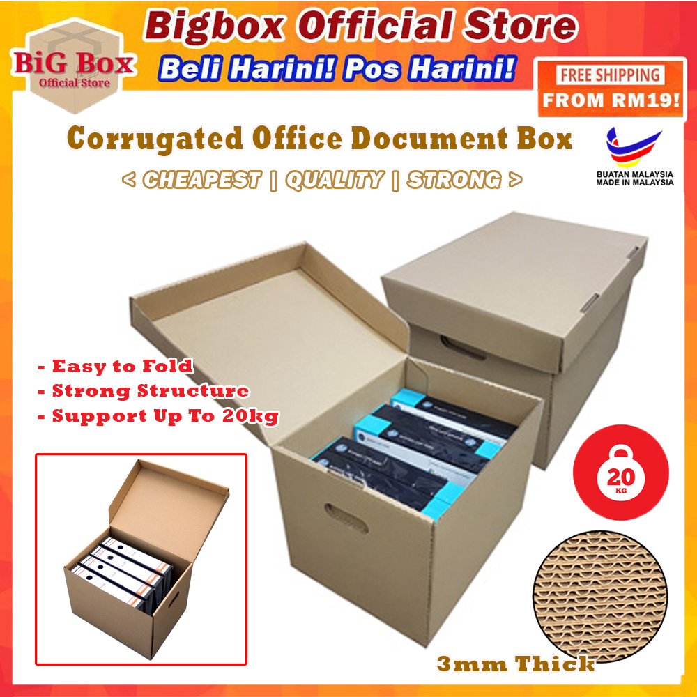 Storage Box Die-Cut Box Moving Box Document File Box Office Kotak Packaging Carton Box Kraft Paper 纸箱 - High Quality