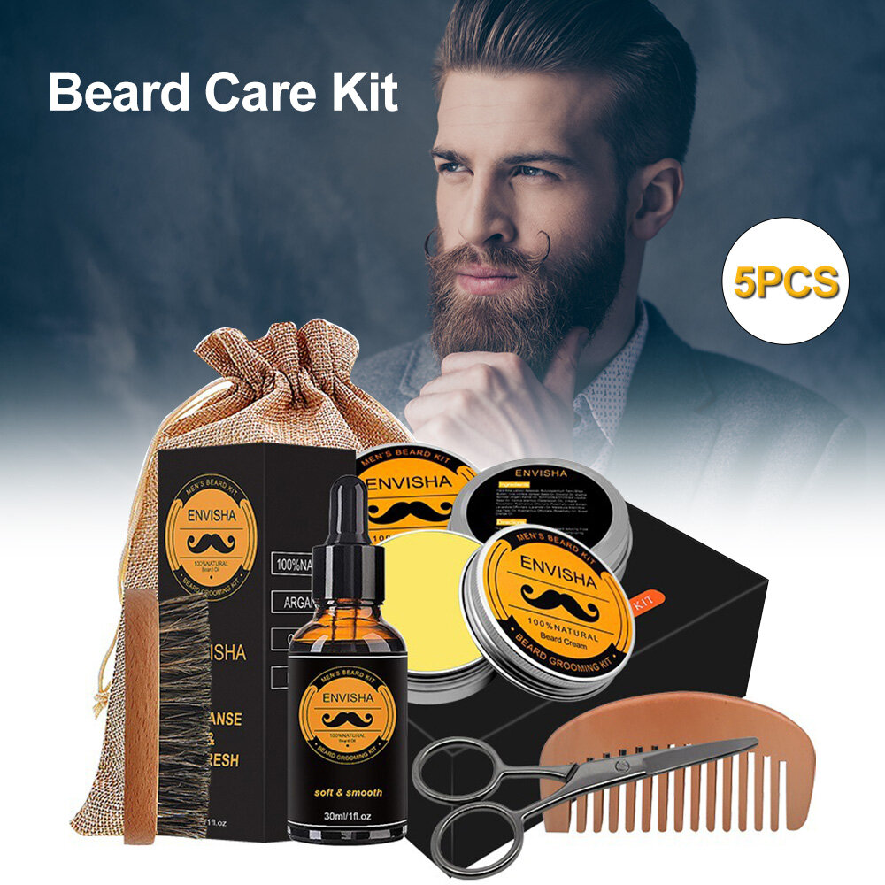 5 cái Râu nam dụng cụ cắt cá nhân ria mép dầu dưỡng râu dụng cụ tạo kiểu với dưỡng râu chải Lược Bộ chăm sóc râu quà tặng nam