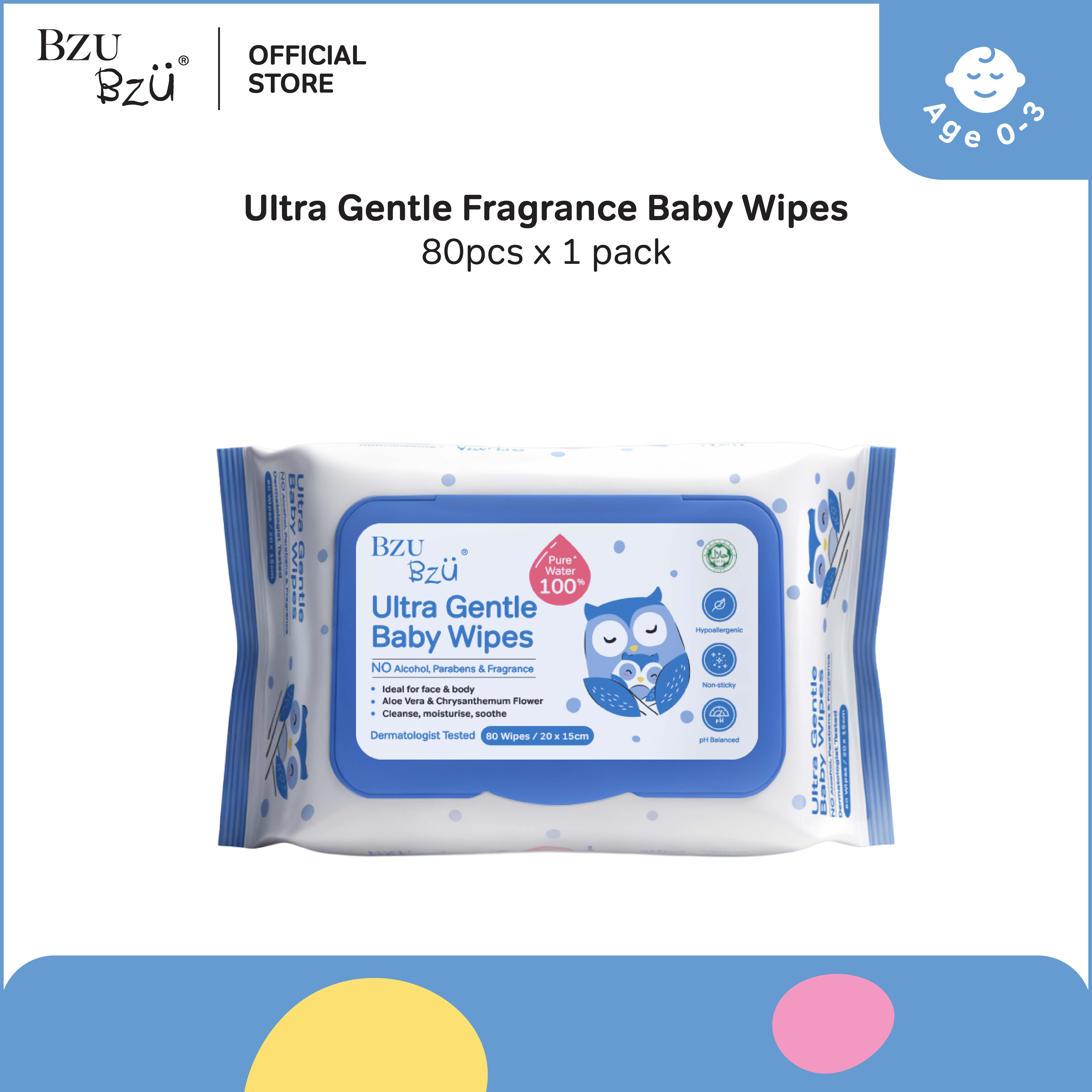 BZU BZU Ultra Gentle Fragrance Free Baby Wet Wipes Bundle Deal (80 pcs) [Exp: Year 2028]
