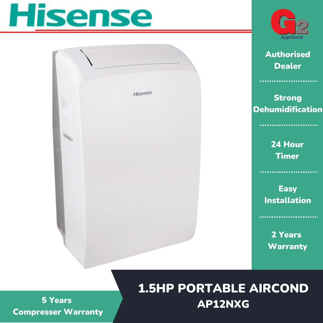 HISENSE (READY STOCK) R32 1.5HP PORTABLE AIR CONDITIONER AP12NXG - HISENSE WARRANTY MALAYSIA