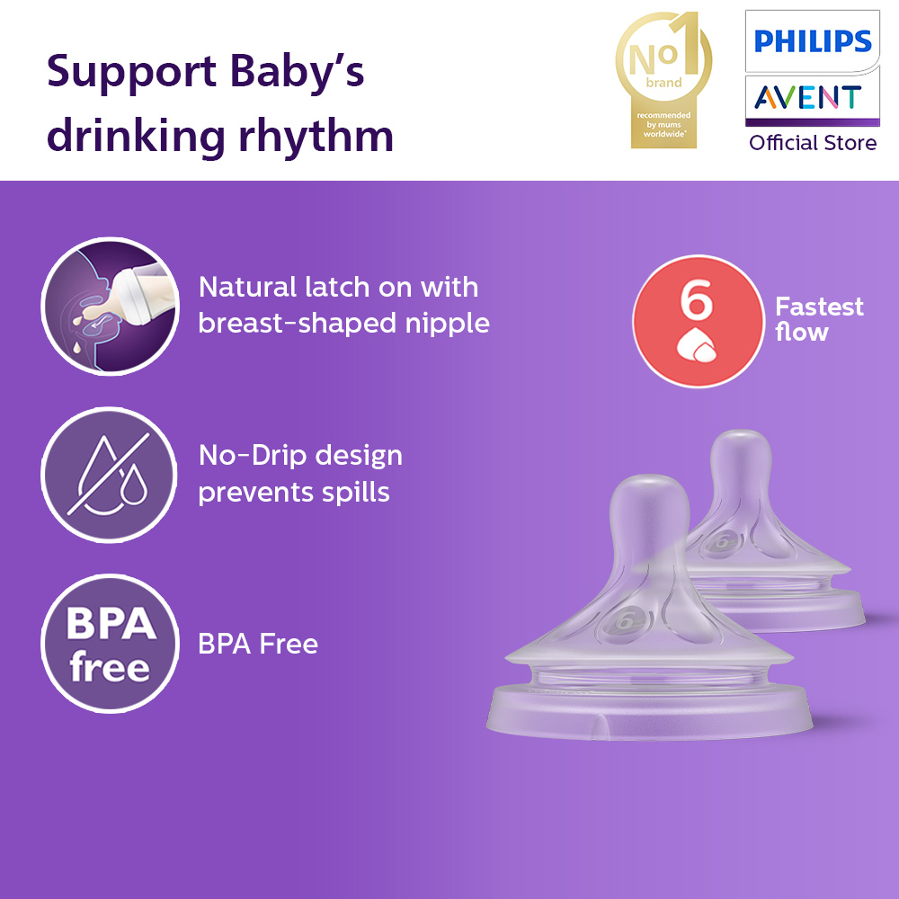 Philips Avent Natural Response Nipple Fastest Flow Baby Teat (2pcs) SCY966/12