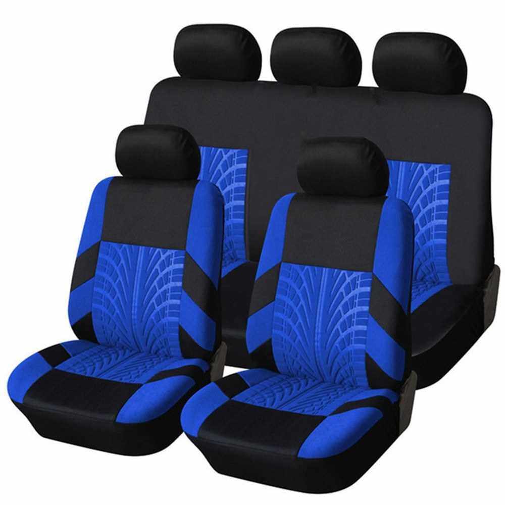 9Pcs Luxury Car Seat Covers Front +Back Seat Black Scratch proof Four Seasons Bottoms Protectors,Compatible with 90% Vehicles for Most Car Truck Suv Van Seam Style (Blue)