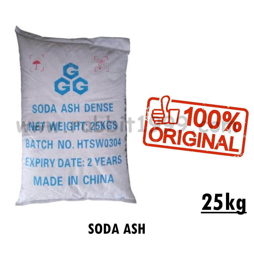 SODA ASH - 25kg - klorin kolam / pool chlorine / soda ash kolam renang / soda kolam / soda 25kg / soda ash dense / sodium carbonate / pool chemical / washing soda
