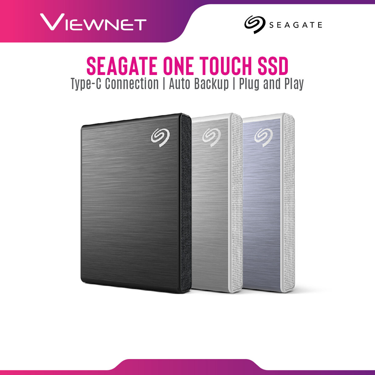 Seagate One Touch SSD 1TB with Type-C Connection, Auto Backup, Seagate Toolkit Support, Plug and Play