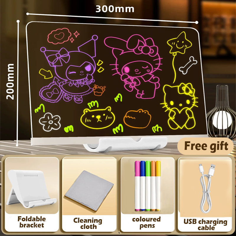 ‌LED Drawing Board Luminous Writing Board Message Board Drawing Board For Kid Acrylic Erasable Drawing Board Drawing Toys For Office School Home 发光画板