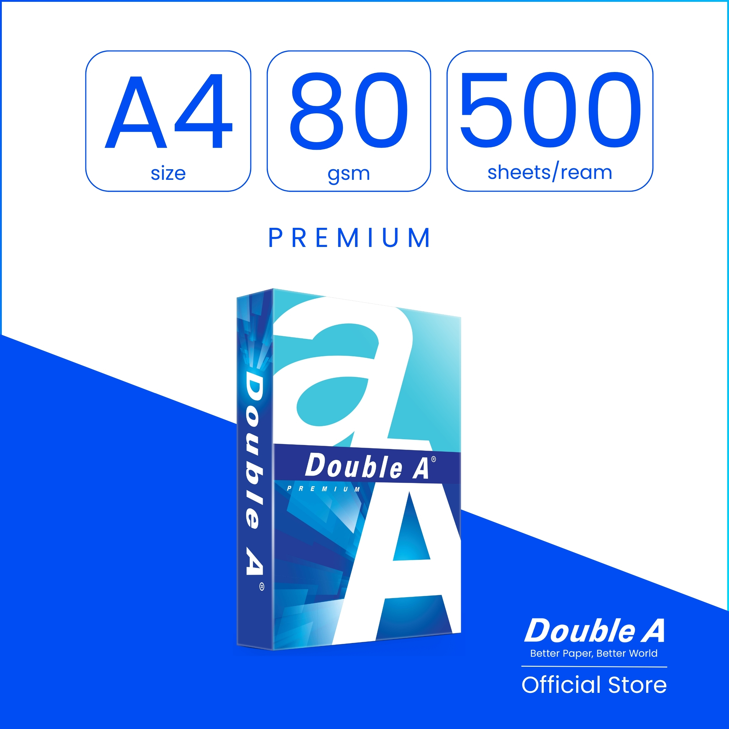 Double A A4 Paper 80gsm (1 ream/500 sheets)