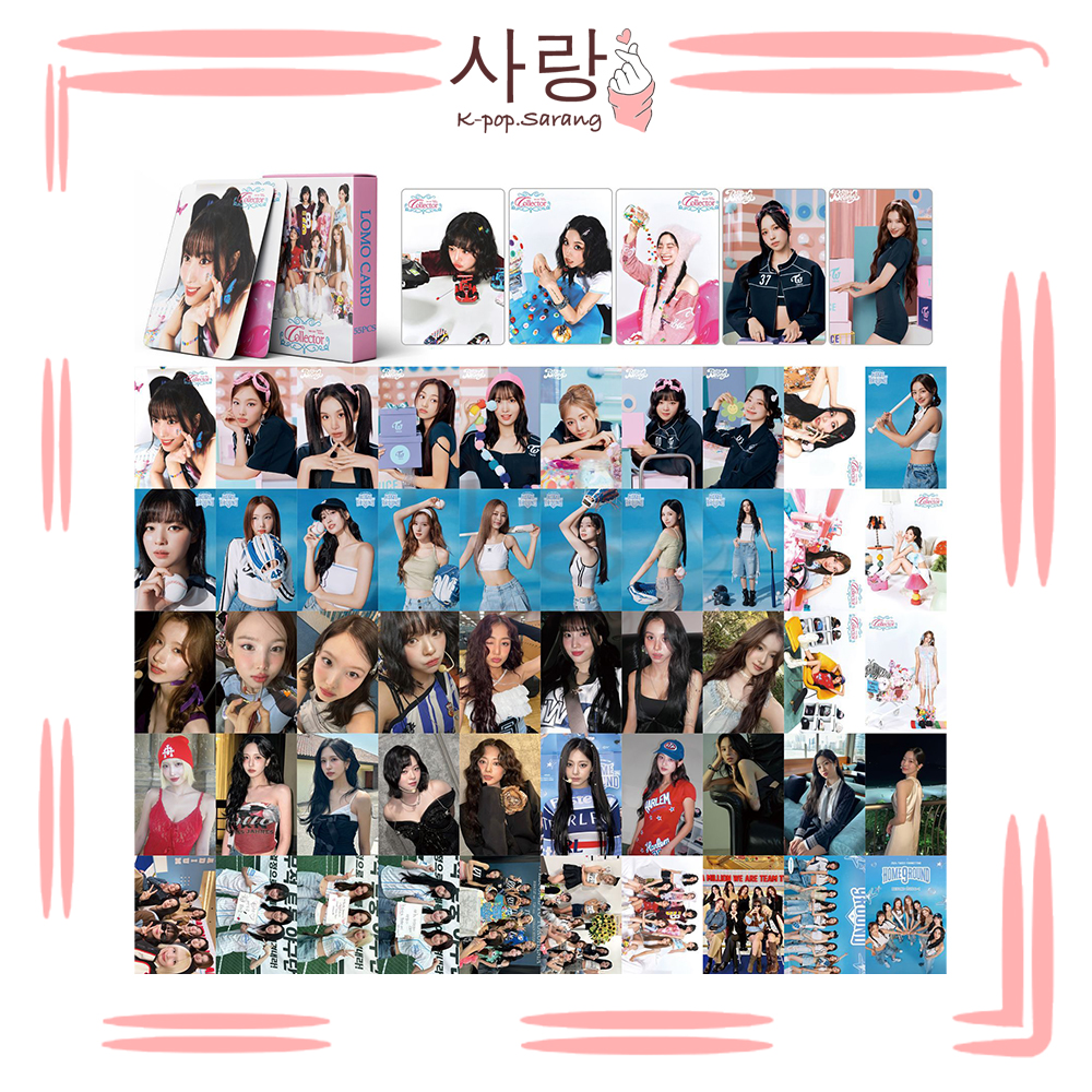 55pcs TWICE《2025 SEASONS GREETING- COLLECTOR》Pink White Group LOMO Card Set Collection Kpop Nayeon Jihyo Tzuyu Sana Momo Mina Jeongyeon Dahyun Chaeyeong Photocard Kad Foto 10pcs card