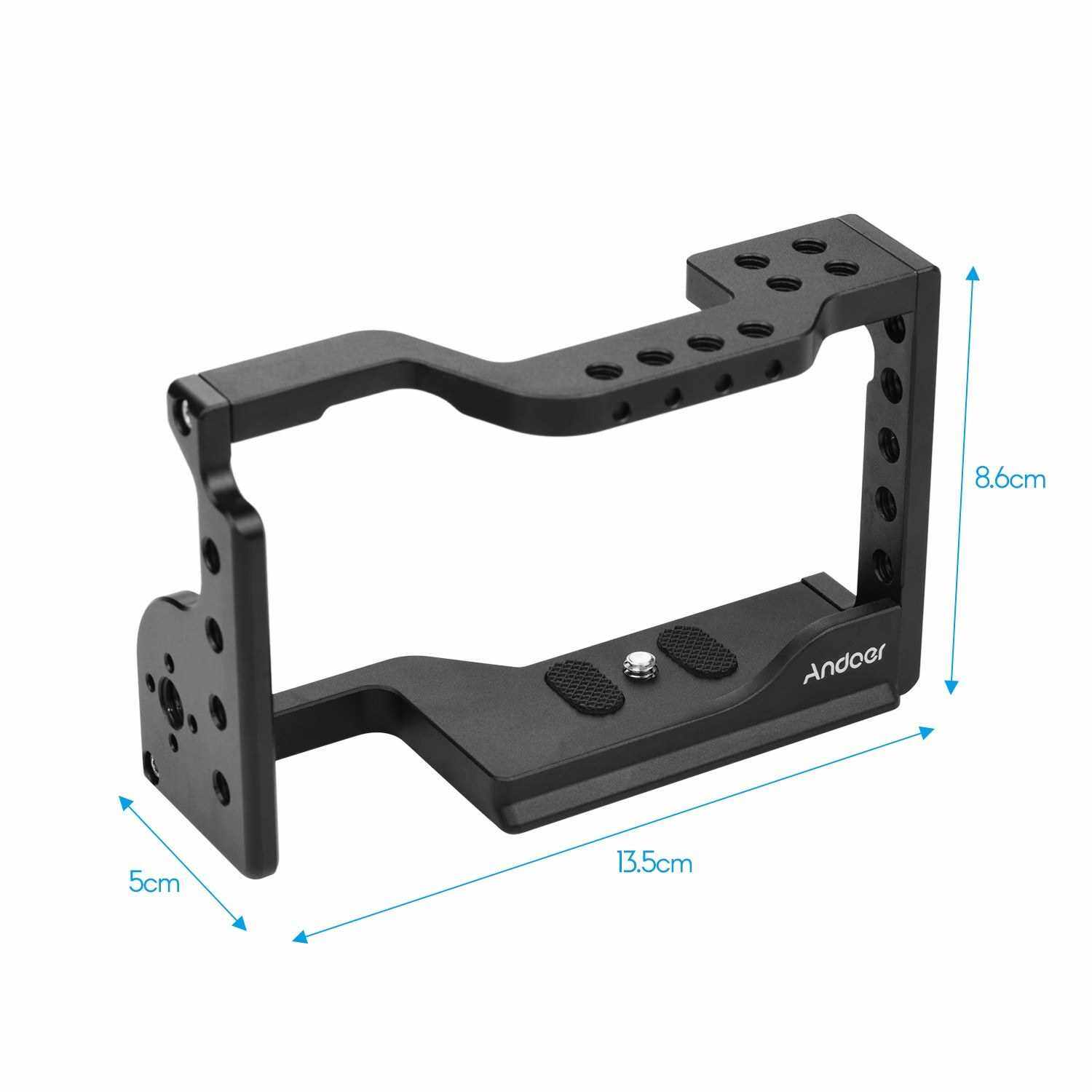 Andoer Professional Video Accessories Camera Cage Kit Aluminum Alloy Camera Case Bracket with Extension Thread Holes Cold Shoe Mount Filming Equipment Compatible with Sony A6600 ILDC Cameras (Standard)