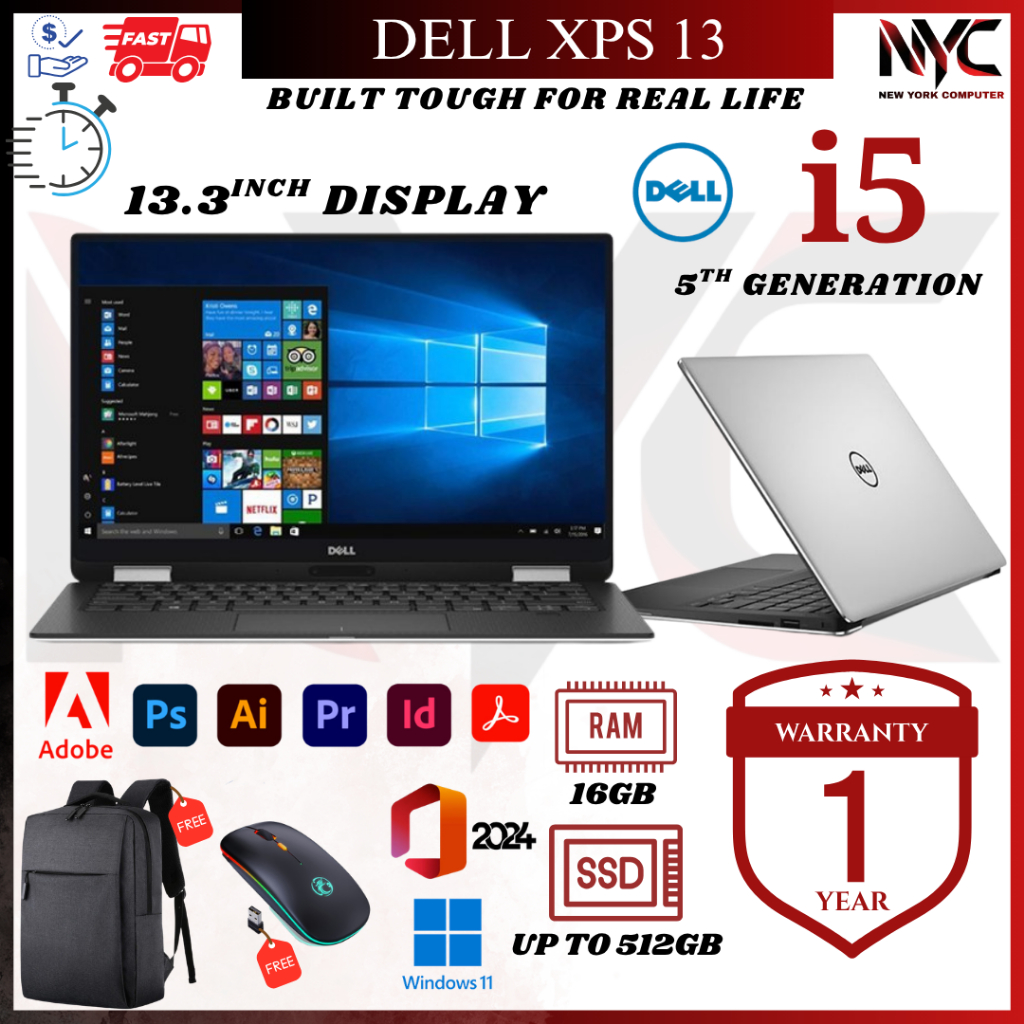 Dell XPS 13 i5/i7 5th/7th/8th/10th Gen 8GB RAM 512GB SSD