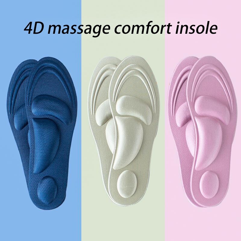 [vivian] 2pcs Insoles Soft Men Women Sponge Pain Relief 4D Memory Foam Orthopedic Insoles Shoes Flat Feet Arch Support Insole Sports Pads