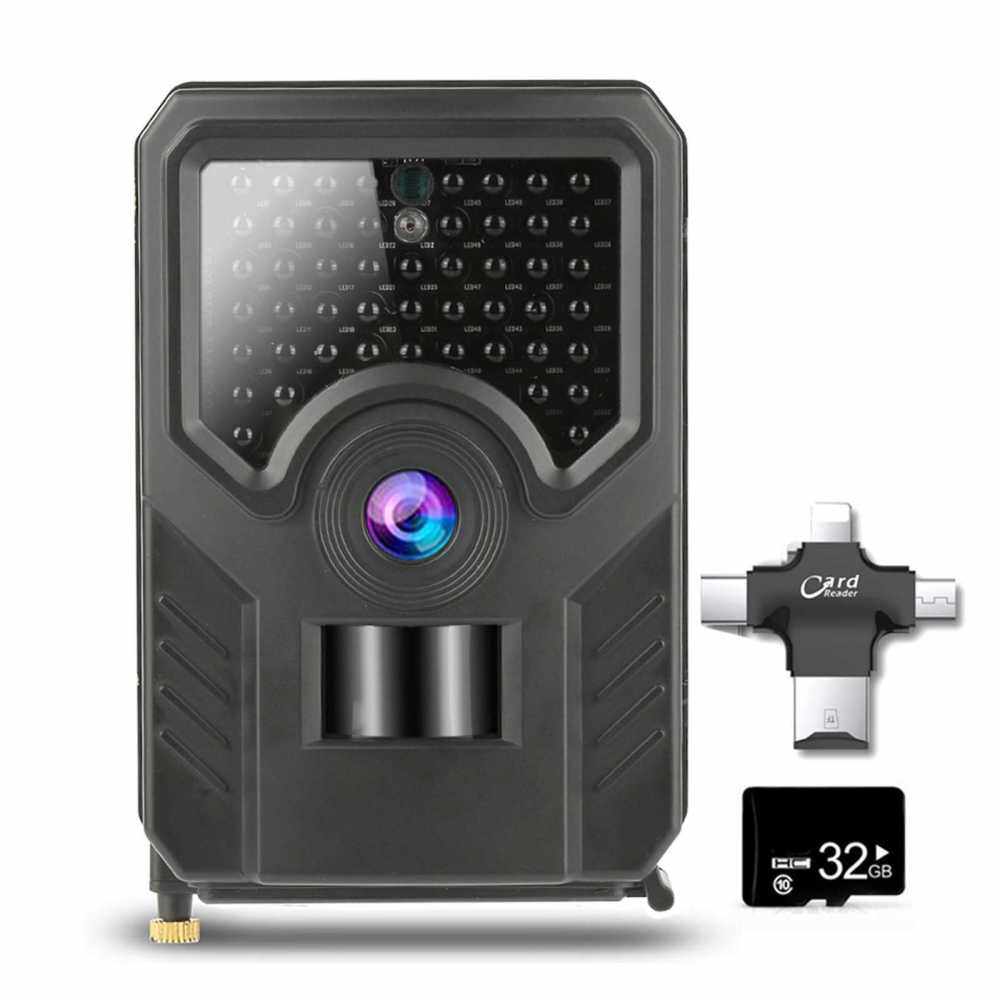 12MP 1080P Trail Camera Hunting Game Camera with 32GB MicroSD Card Outdoor Wildlife Scouting Camera with PIR Sensor 65ft Infrared Night Vision (B1)