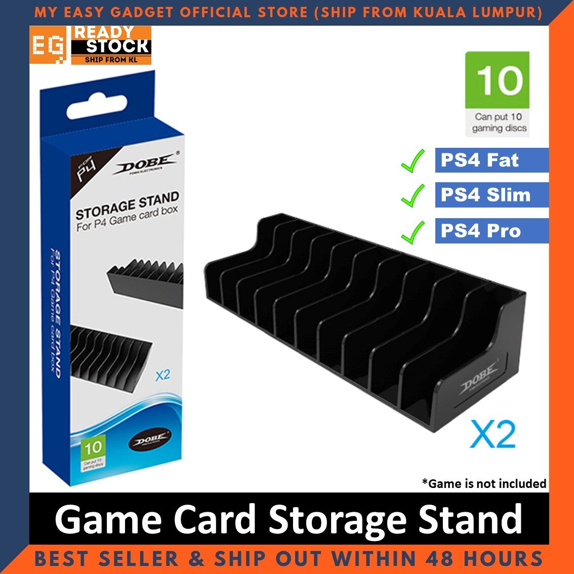 DOBE PS4 Slim PS4 Pro PS4 Fat Game Card Disc Blueray Box Storage Stand x 2pcs in One box TP4-1813