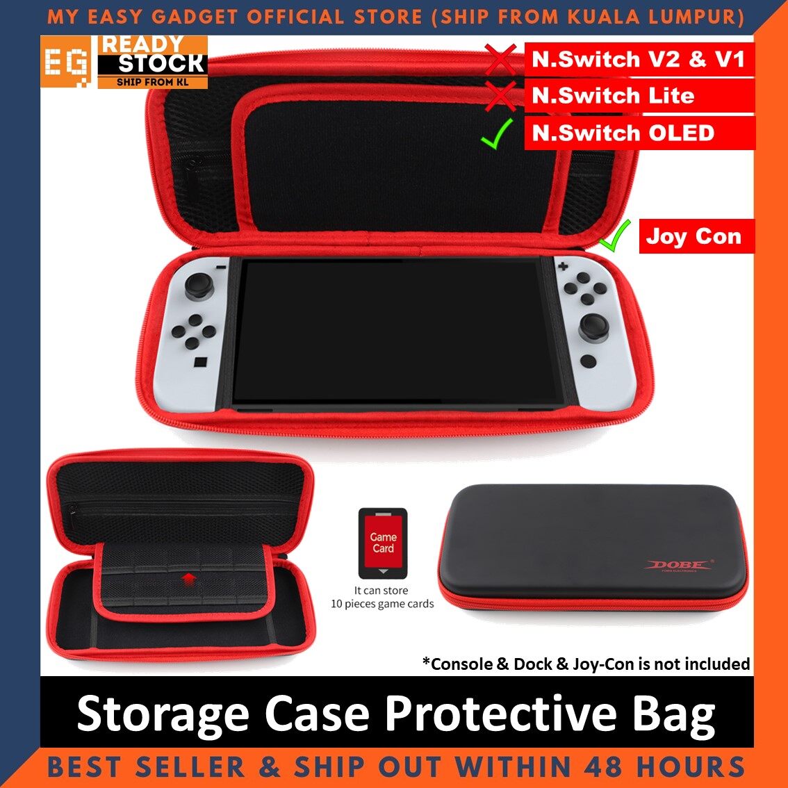 DOBE Nintendo Switch OLED Storage Case Protective Pouch Carry Bag TNS1130