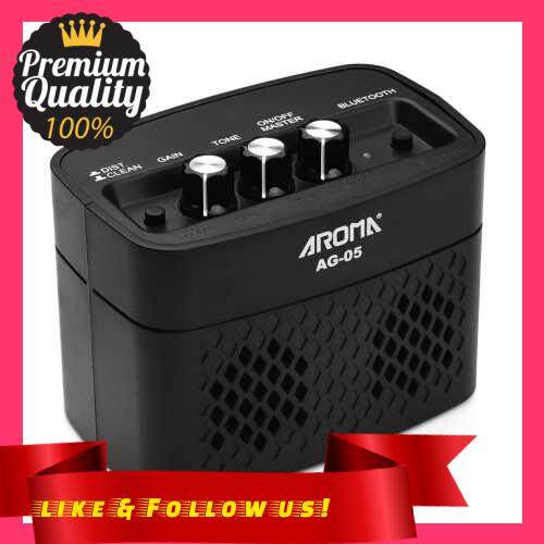 People\'s Choice AROMA AG-05 Bluetooth Electric Guitar Amp Amplifier 5-Watt Stereo Output Distortion Gain Tone Control 3.5mm Monitoring 6.35mm Input with Rechargeable 2200mAh Battery (Standard)