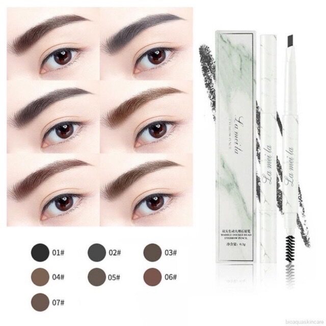 LAMEILA Marbled 2 in 1 Cosmetics Makeup Double Head Eyebrow Pencil with Brush