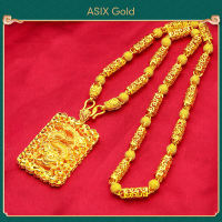 ASIX GOLD Mens Auspicious Dragon Pendant Necklace Gold 916 Goldsmith Handmade Chain 24k Bangkok Gold Fashion Korea Necklace Accessories Jewelry Gifts