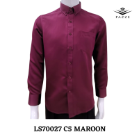 Pazze Slim Fit Satin Long Sleeve Formal Shirt - White Sky blue Maroon Navy blue Maroon Black Size XS-3XL | LS70027