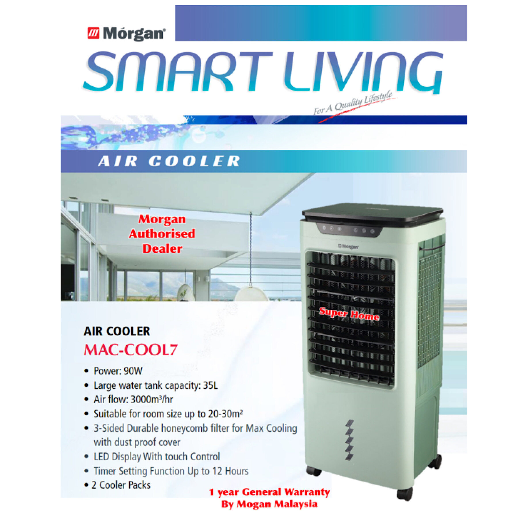 Morgan Air Cooler MAC-COOL7 (35L) Powerful Air flow with Remote Control