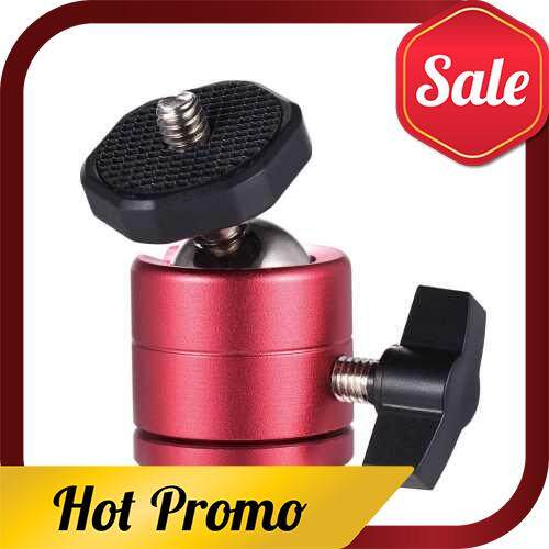 Mini Ball Head 360 Degree Rotatable Aluminum Alloy Ball Head Mount with 1/4 Inch Screw for Camera Camcorder Tripod (Red)