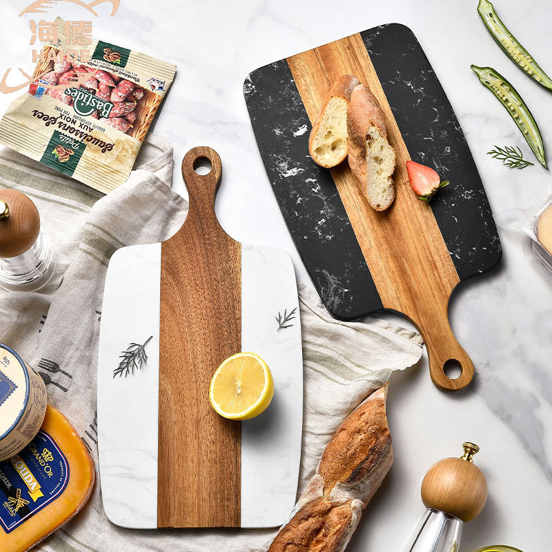 HOT lkhgs - New Marble Acacia Mangium Dual-Color Patchwork Chopping Board Household Wooden Cutting Board Cutting Board Cheese Cutting Board Kitchen Cutting Board