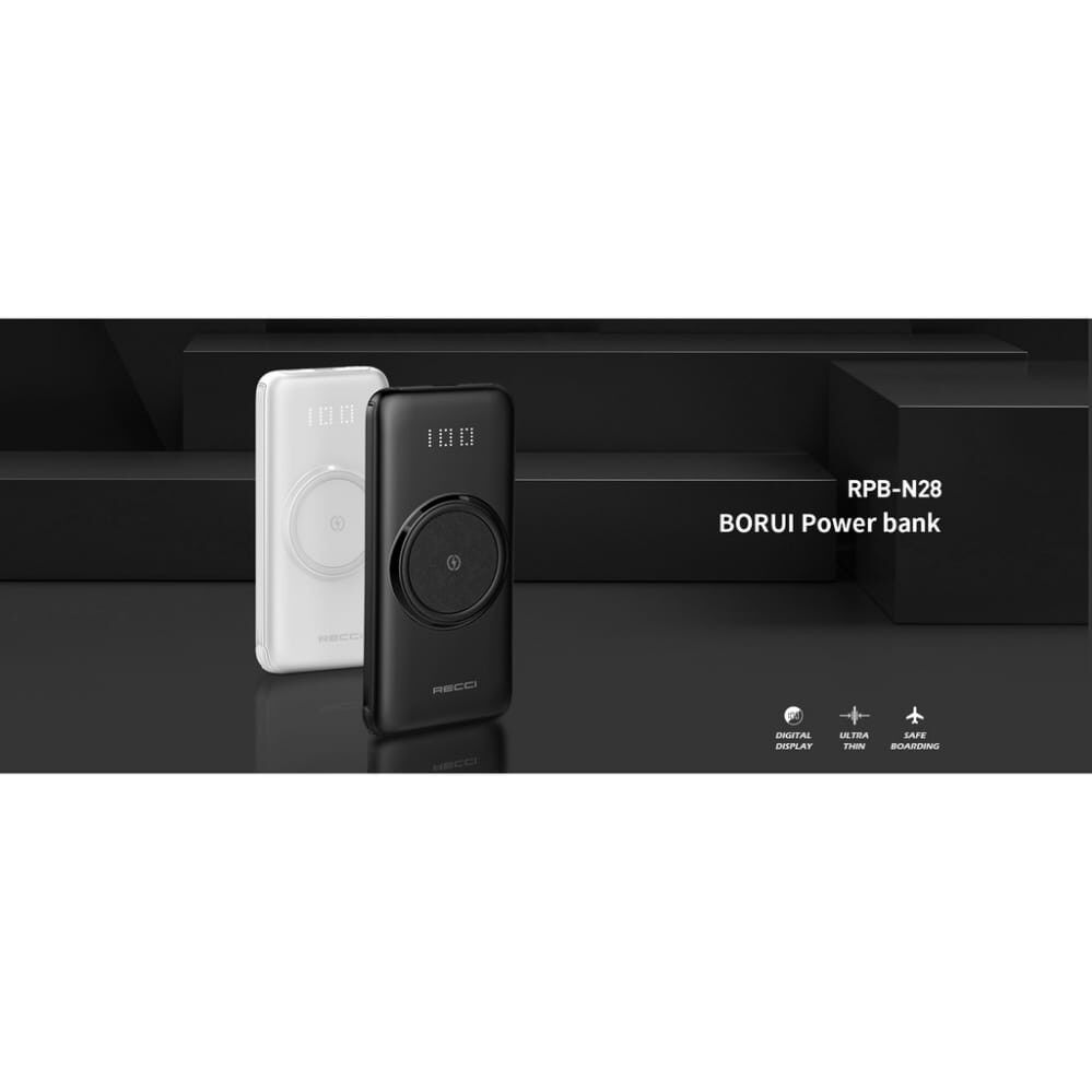 RECCI RPB-N28 SPIRIOR CABLE + WIRELESS 10000MAH INTELLIGENT POWER BANK