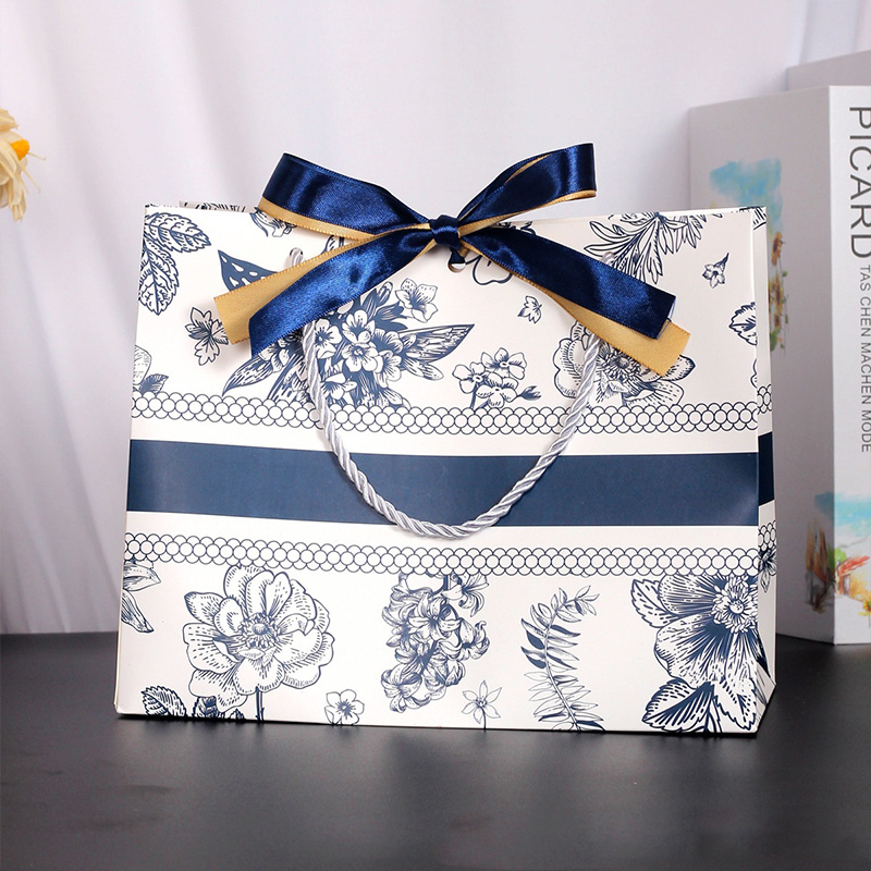 High Quality Marble Printing Style Ribbon Gift Paper Bag Shopping Bag Premium Door Gift Bag Wedding Birthday Goodies Beg