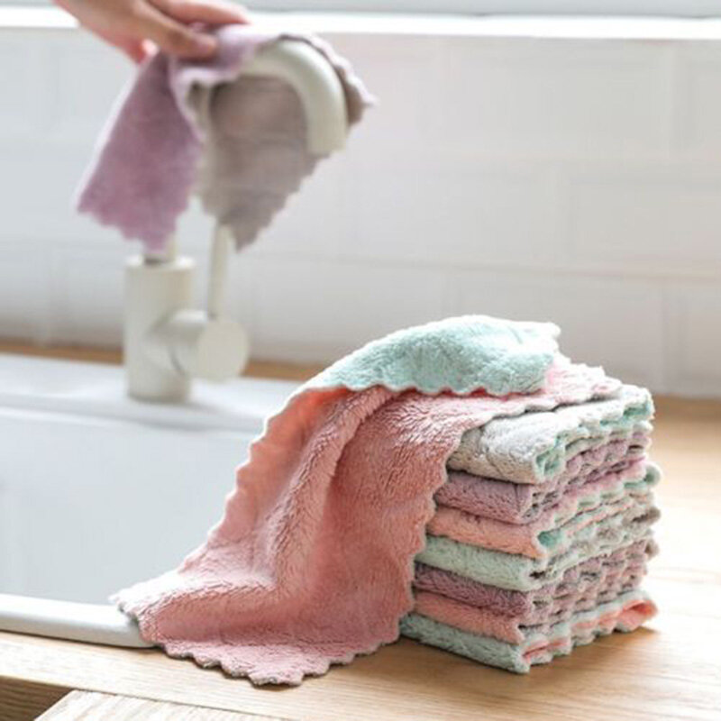 2/10 miếng khăn lau vải lau đĩa khăn lau chất tẩy rửa nhà bếp sợi nhỏ Khăn Treo Khăn lau máy sấy tay phòng tắm