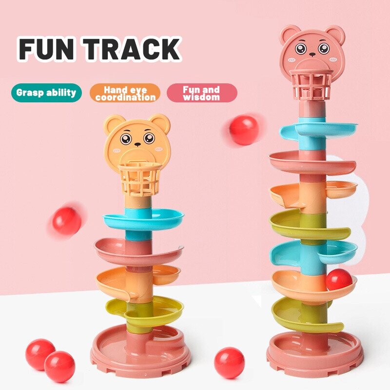 7 Layers Rolling Ball Orbital Ball Early Education Slide Track Duck Rolling Ball Music Toy Slide Tower New Arrival