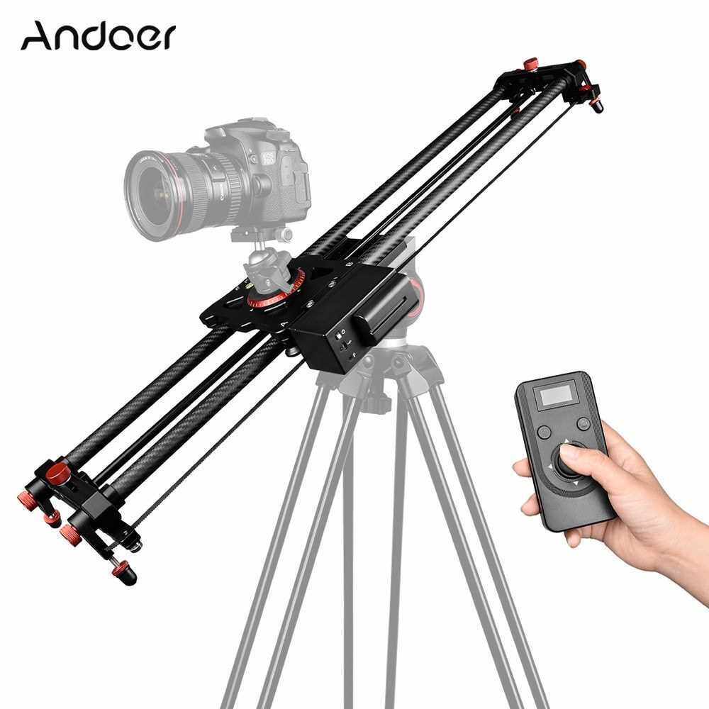 Andoer 80cm//31.5-inch Carbon Fiber Electric Slider 2.4G Wireless Control Video Track Slider Smooth Focus with Remote Control F550 Lithium Battery for DSLR ILDC Cameras Lightweight Camcorders Max. Load Capacity 5kg (Standard)