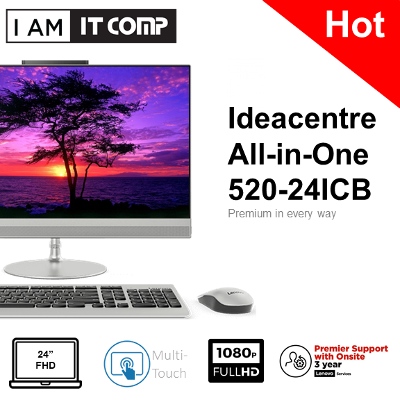 LENOVO Ideacentre 520-24ICB F0DJ00ELMI 24" Touch AIO Desktop (I5-8400T/4GB/2TB/R530/W10H)