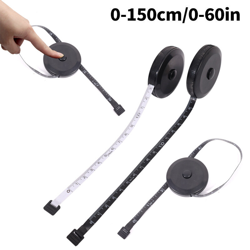 150cm/60 inch tự động đa chức năng băng dính đo có thể thu lại xách tay nhựa thước mềm may công cụ đo