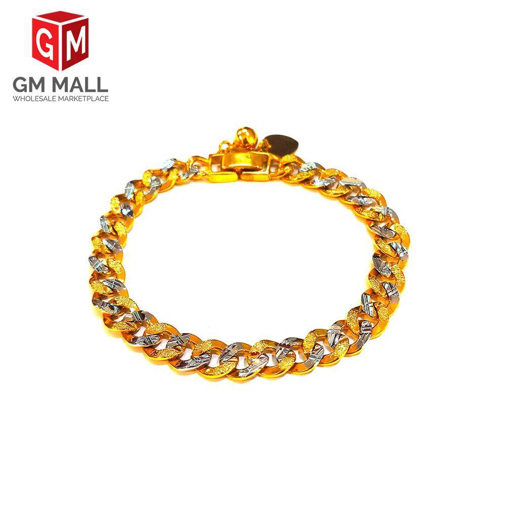 Emas Korea Jewellery - Gelang Tangan Papan Nipis Mix Gold Plated (EK-2156-6)