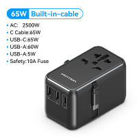 Vention 65W International Travel Adaptor Universal Travel Plug Adapter GaN Type C 2 pin 3 pin Converter Fast Charge for iPhone 16 15 14 Pro Max Samsung AU US UK EU Universal Adapter Plug Conversion Socket