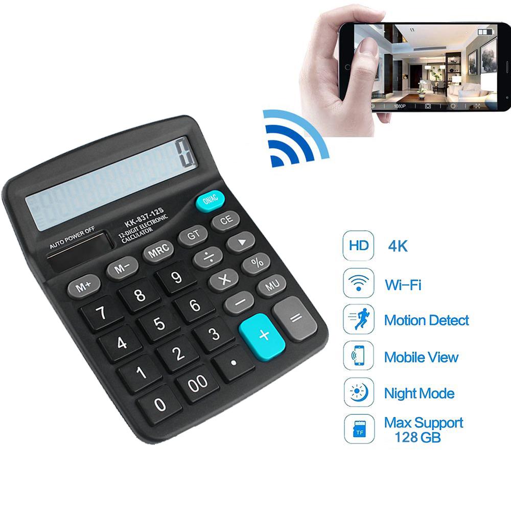 JDM 4K WIFI Calculator Hidden Security Camera Wireless IP Nanny cam Room Office mini blackamoor recorder DVR ราคา 1,285 บาท*ส่งฟรี