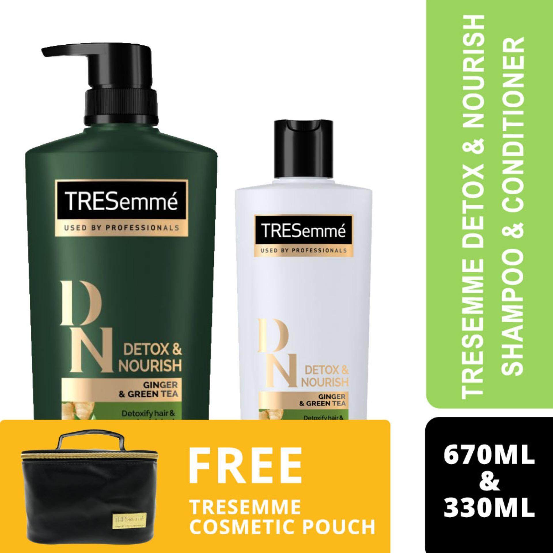 Tresemme Detox & Nourish Shampoo 670ml+ Conditioner 330 ml + FREE TRESemme Cosmetic Pouch