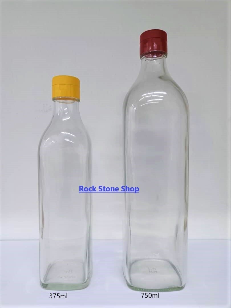 375ml 750ml Square Glass Bottle for Soya Sauce Honey Oil w Punch In Cap | Balang Botol Kicap Madu Minyak | 精美酱油蜜糖玻璃瓶