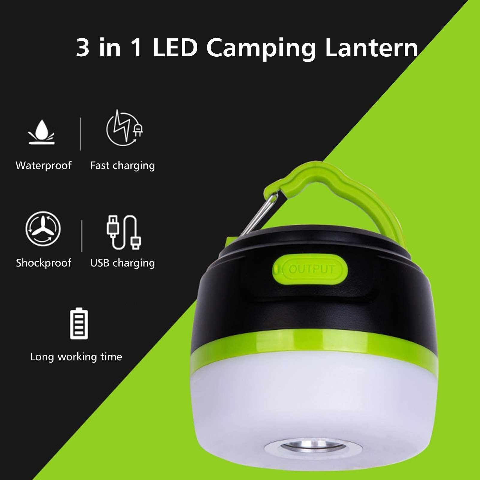 Best Selling Rechargeable LED Camping Lantern Portable USB Camping Tent Light Power Bank 5200mAh 3 in 1 Design IP65 waterproof Magnet Base 5 Light Modes - Survival Kit for Emergency Hurricane Power Outage (Standard)