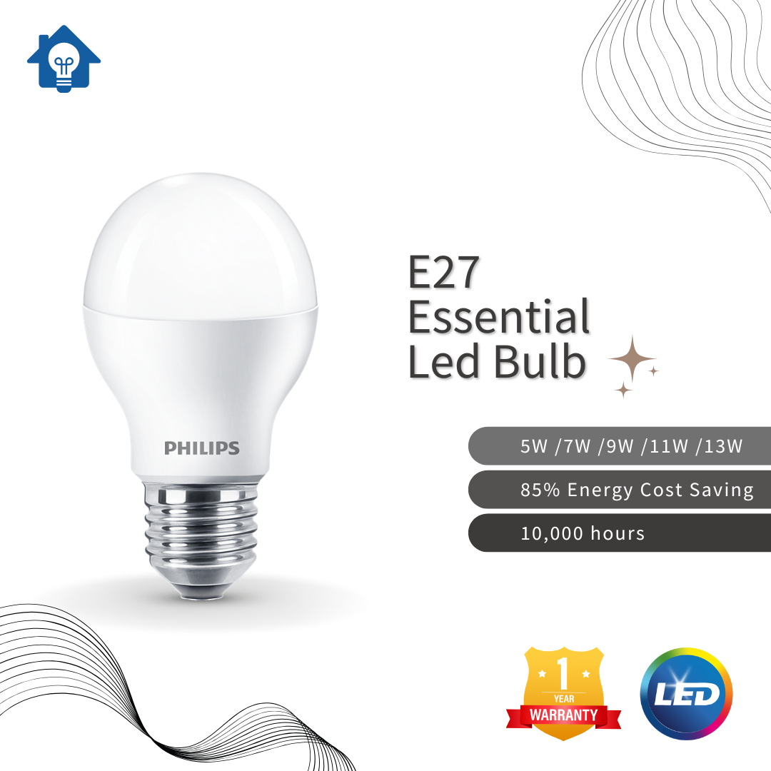 Philips Essential 5W 7W 9W 11W 13W E27 LED Bulb ( Warm White / Cool White / Daylight )