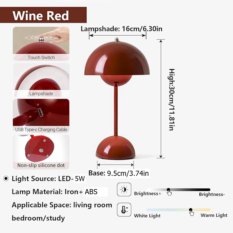 Led Cordless Table Lamp Bedroom Bedside Usb Rechargeable Desk Lamp Wedding Gift Lamp Lampu Tidur