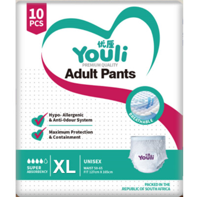 YOULI Breathable Adult Diapers (2000ml x 100 Pcs) Fast Absorption Leak-Proof Adult Pull-Up Pants