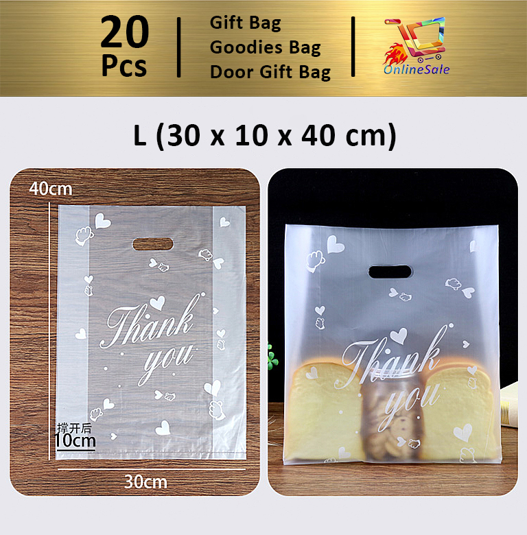 Gift Bag 20pcs Goodies Bag Door Gift Birthday Wedding Party (68) Thank You Love Baking Packaging Cake Shop Toast Bread Transparent Plastic Bags 礼物袋礼品袋