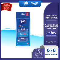 Tempo Protect Mini Wet Wipes Pure Glacier Water (6x8s) - Safe On Eye Mouth & Hands