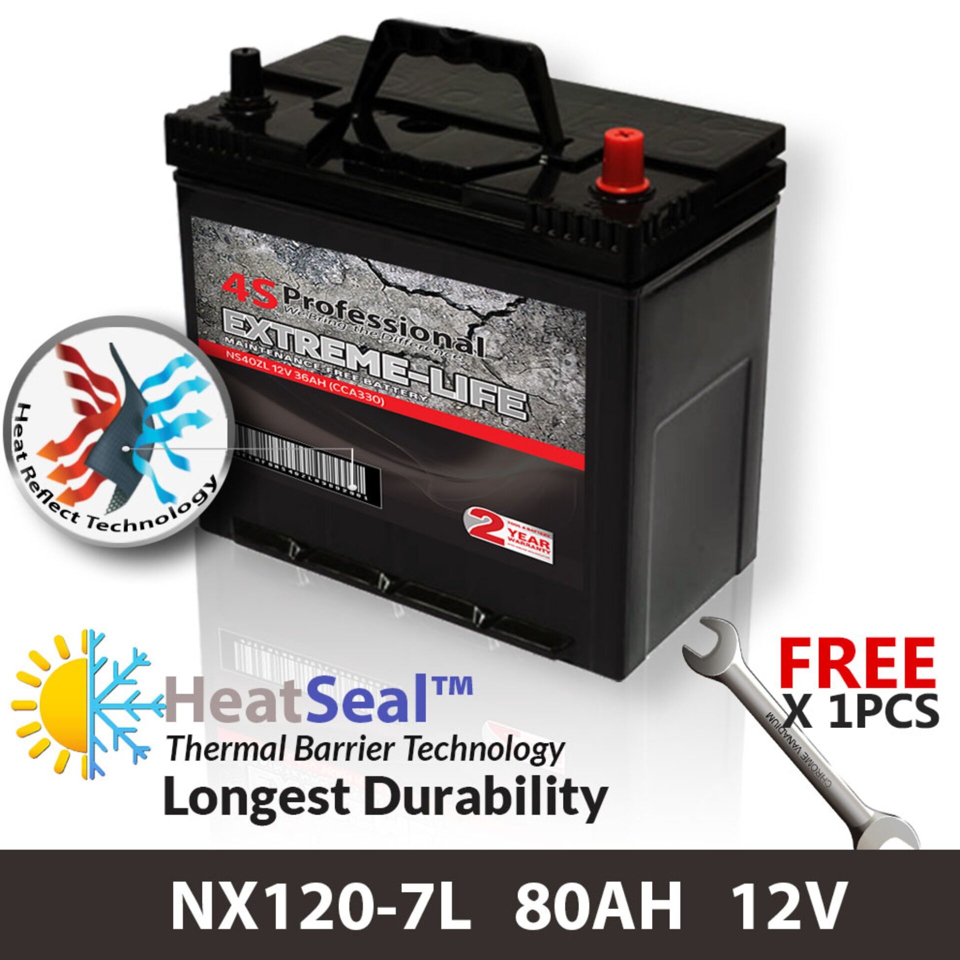 Free Self-Installation Kit NX120-7L (105D31L) 4S Professional Extreme-Life MF Car Battery