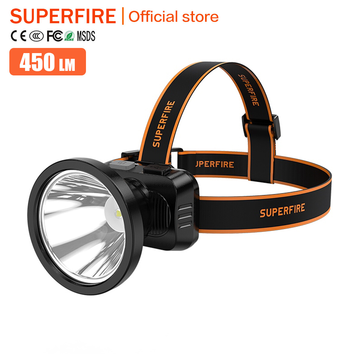 Đèn thợ mỏ cảm ứng led superfire cho năm câu cá đêm ngoài trời