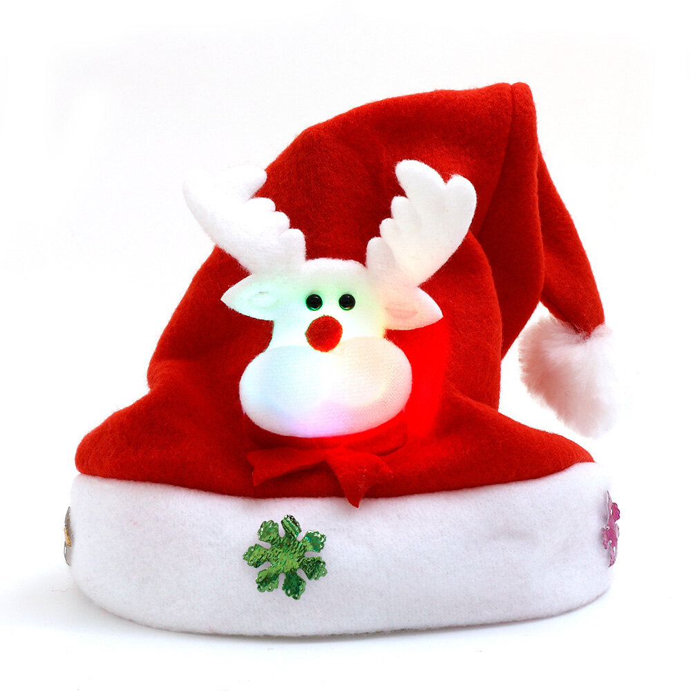 【♡Lovely girls house♡】Merry Christmas Hat Light Up LED New Year Navidad Cap Snowman ElK Santa Claus Hats For Kids Children Adult Xmas Gift - 5