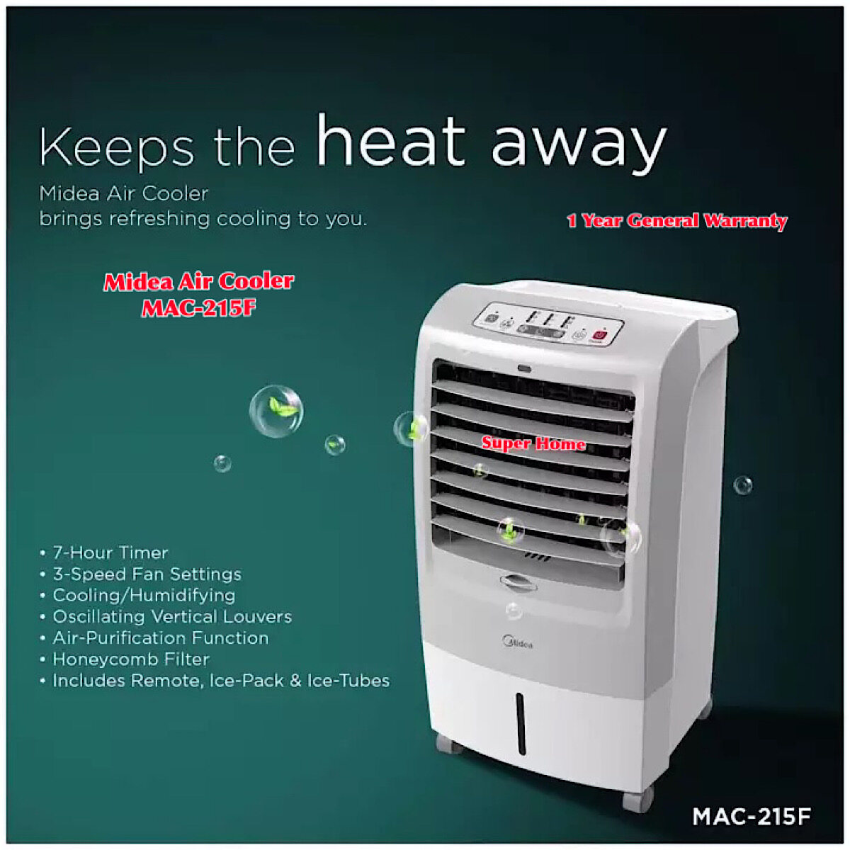 Midea Air Cooler MAC-215F ionizer Air Cooler with Remote Control MAC215F Air Cooler