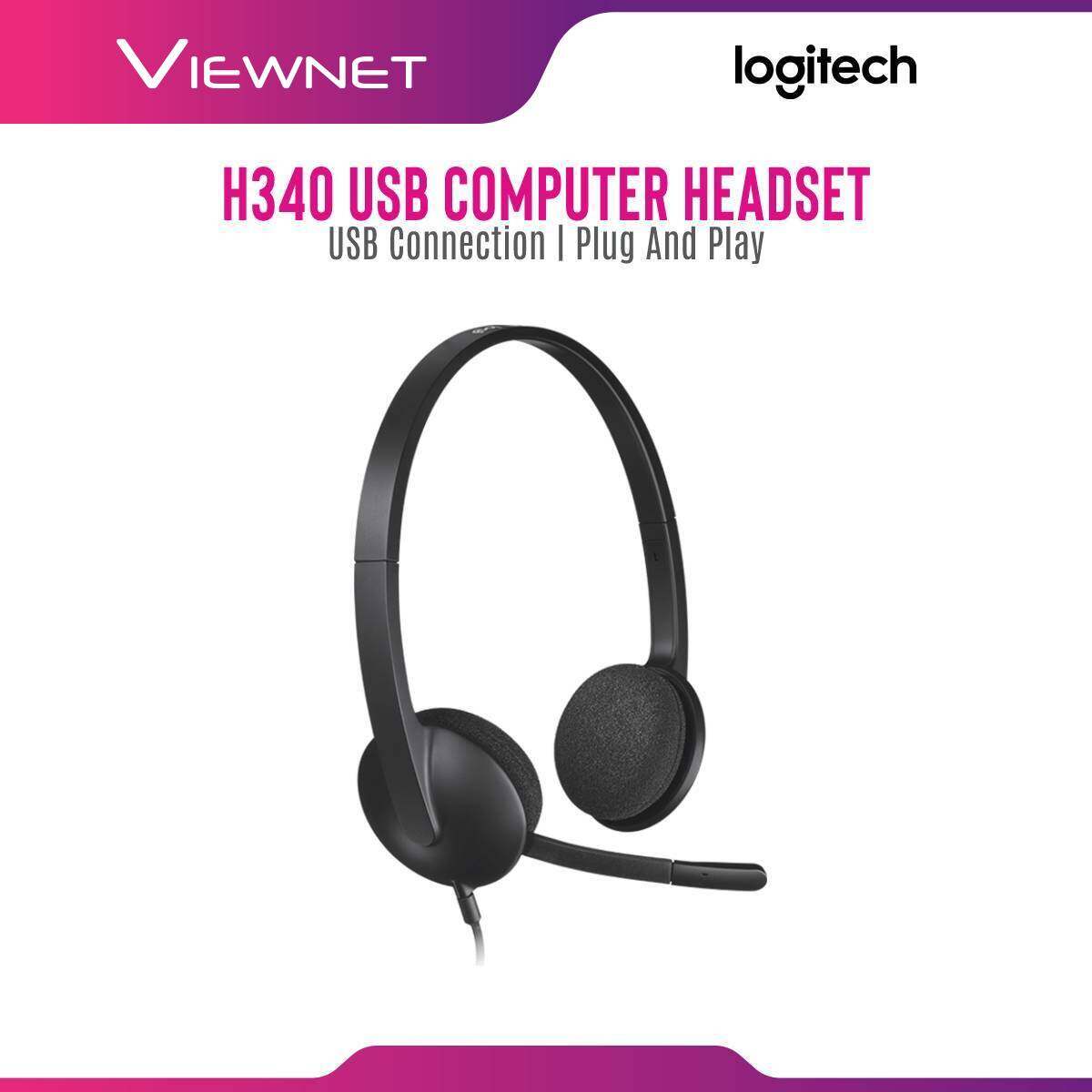 Logitech H340 USB Computer Headset with USB Connection, digital Stereo Sound, Noice Canceling Mic, Adjustable Headband(981-000477)